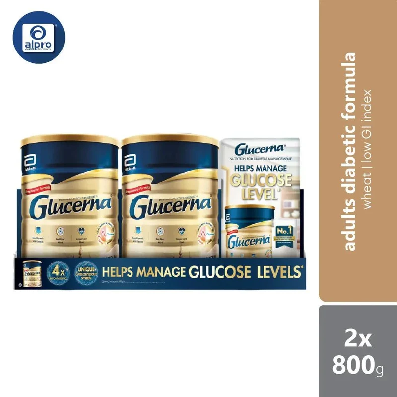 Abbott Glucerna Gold Wheat 800g x2 Free 6 Vanilla Sachets | Diabetes Formula