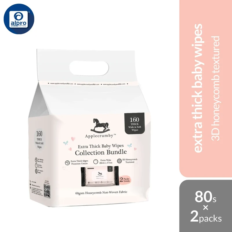 (SE) Applecrumby Extra Thick Premium Baby Wipes - Manuka Honey Extract (EXP: 01/04/2026)