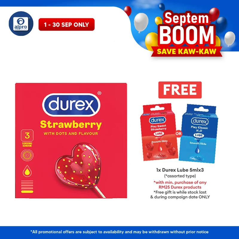 Durex Strawberry 3s | Dotted Condoms