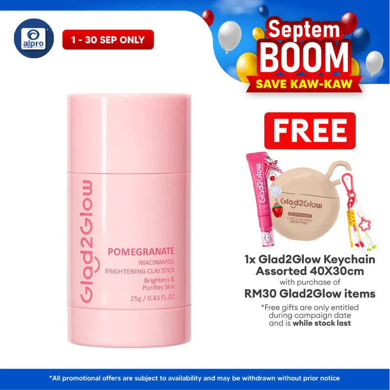 Glad2Glow Pomegranate Niacinamide Brightening Clay Mask Stick 25g | Brighten & Evens Out Skin Tones
