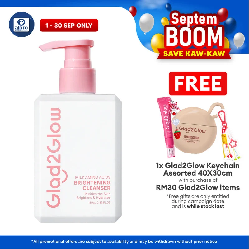 Glad2Glow Milk Amino Acids Gentle Cleanser 80g | Evens Out Skin Tone & Reduce Dullness