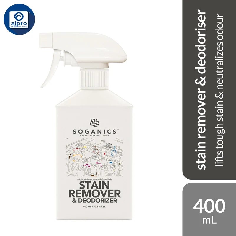 SOGANICS Stain Remover & Deodorizer 400mL | Lifts Tough Stain & Neutralizes Odour