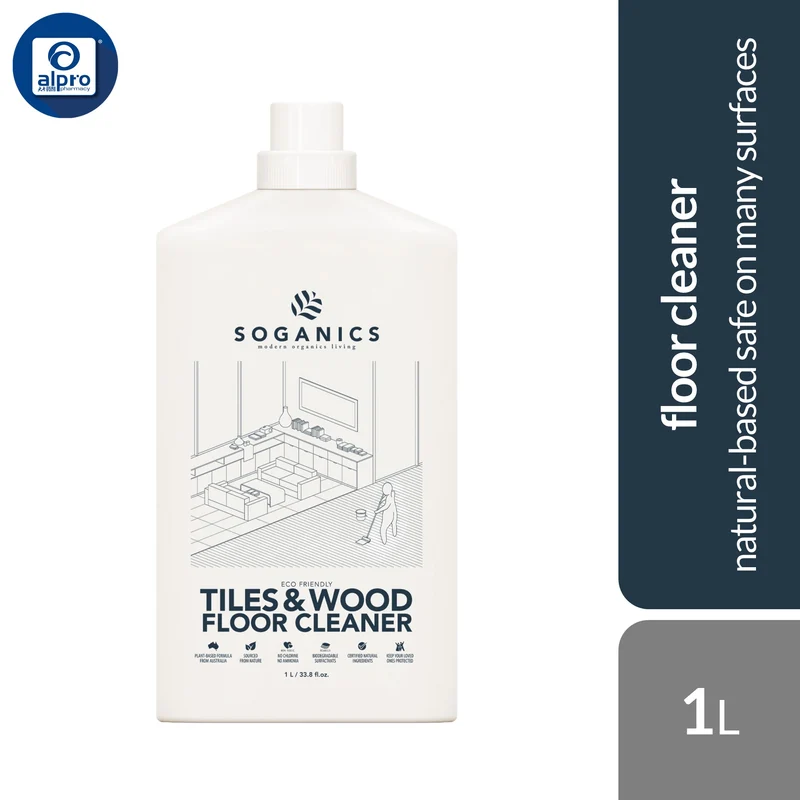 SOGANICS Tiles & Wood Floor Cleaner 1L | Natural-Based Safe on Many Surfaces