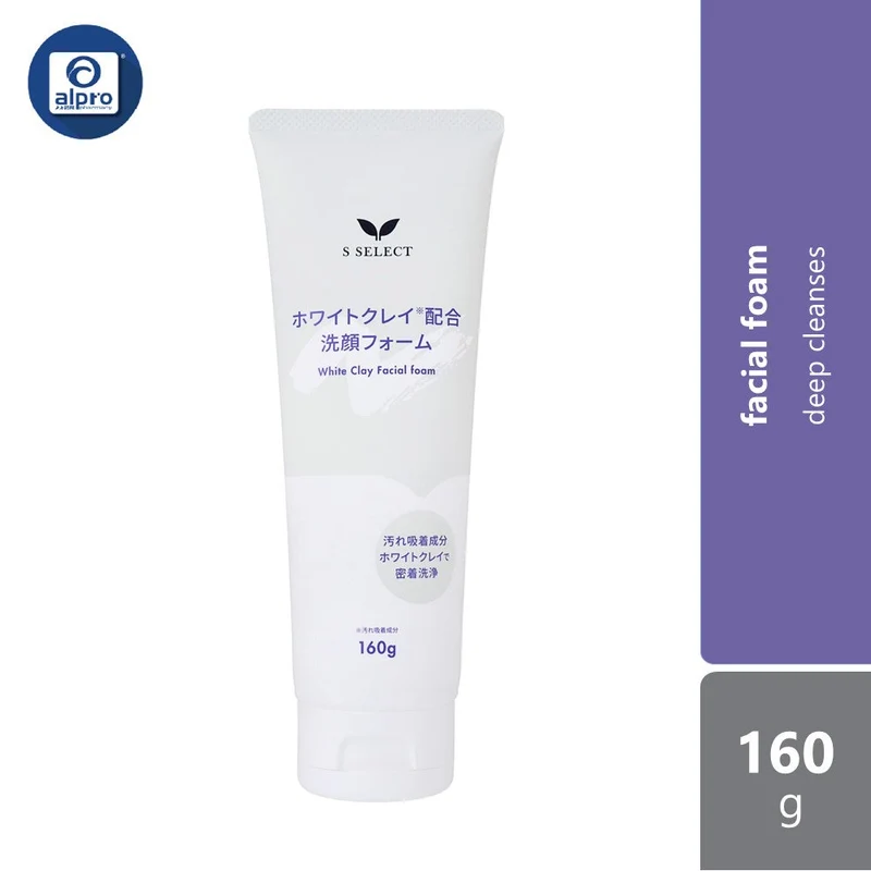 S Select White Clay Facial Foam 160g | Gentle Formula