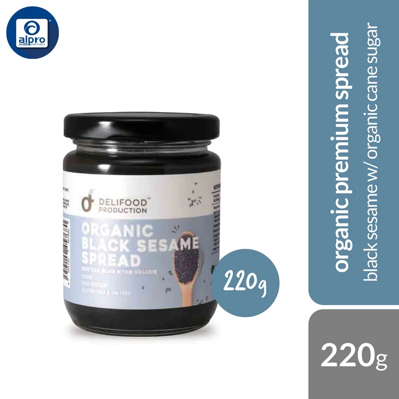 Delifood Organic Black Sesame Spread 220g | Black Sesame with Organic Cane Sugar