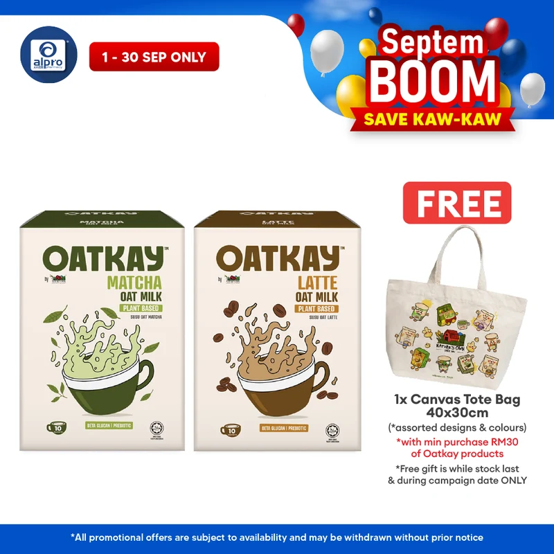 OATKAY Oat Milk (Matcha/ Latte) 10s | Non-Dairy Plant-Based Oat Milk Beverage
