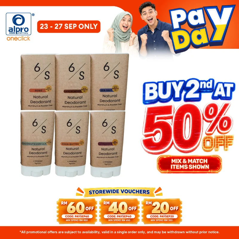 6/S Deodorant – (Lavender/ Rose/ Shea Butter/ Coconut Vanilla/ Sea Salt/ Sandalwood) 15g | Enriched with Essential Oil