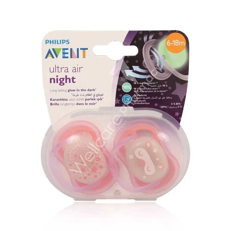 Avent Ultra Air Soother 6-18m Night 2'S