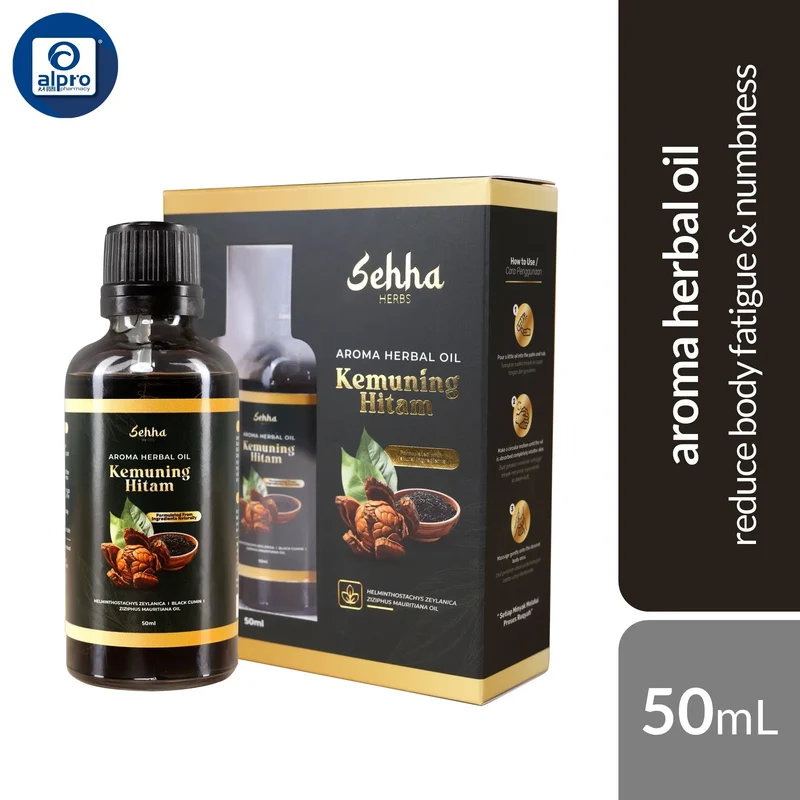 Sehha Kemuning Hitam Aroma Herbal Oil 50mL | Reduce Body Fatigue & Numbness