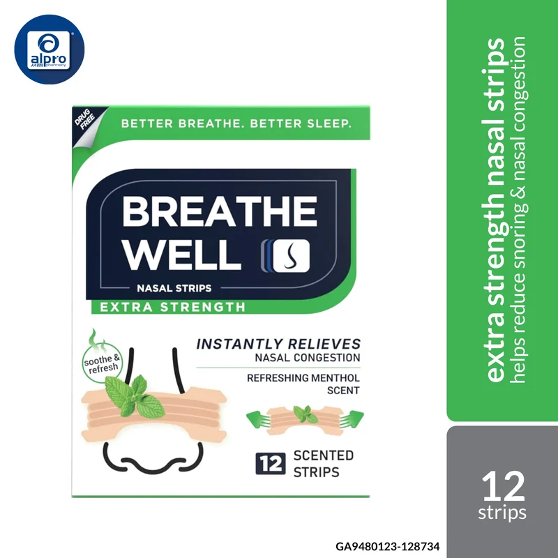 Breathe Well Extra Strength 12s | Reduce Snoring & Nasal Congestion