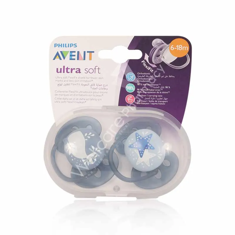 Avent Ultra Soft Silicone Soother 0-06m 2'S