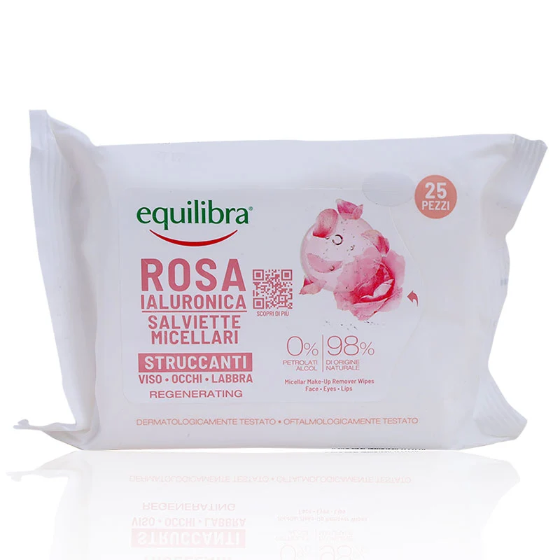 Equilibra Hyaluronic Rose Makeup Remover Wipes 25'S