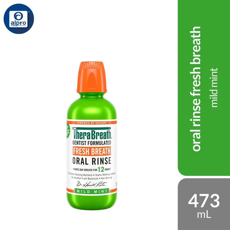 TheraBreath Fresh Breath Oral Rinse Mild Mint 473mL | Original Clinical-Strength Mild Mint Flavor