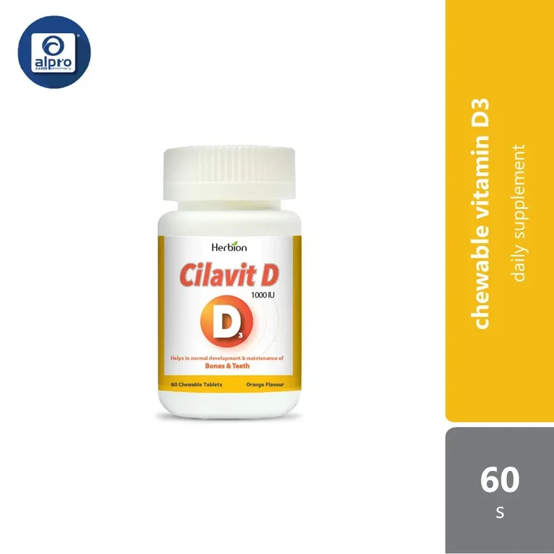 Herbion Cilavit D 1000 Iu Chewable Tablet 60s | Orange Flavour
