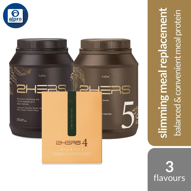 Lazior 2HERS (Cocoa/Mocha) 900g / Milk Tea 45g ×20s | Balanced & Convenient Meal Protein