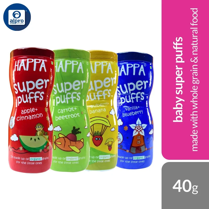 Happa Baby Puffs (Assorted) Puffs 40g | Made with Whole Grain & Natural Food