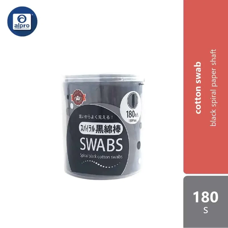 WATTS Spiral Black Cotton Swab 180s