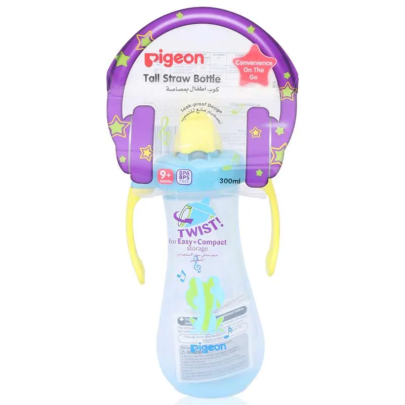 Pigeon Tall Straw Bottle Blue 300ml