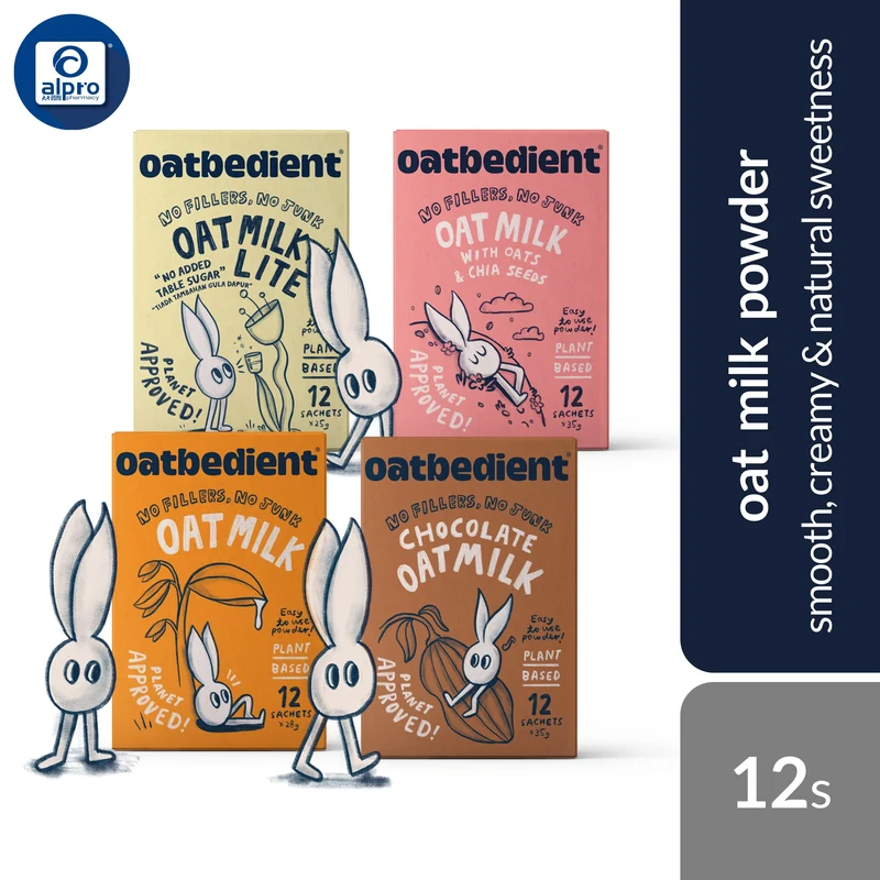 Oatbedient Oat Milk (Oat Milk/ Chocolate Oat Milk/ Oats & Chia Seeds/ Lite) 12s | Smooth, Creamy & Natural Sweet
