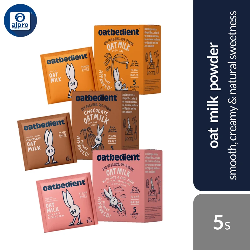 Oatbedient Oat Milk Powder (Oat Milk/ Chocolate/ Oat with Chia Seeds) 5s | Enjoy Café Favourites with Oat