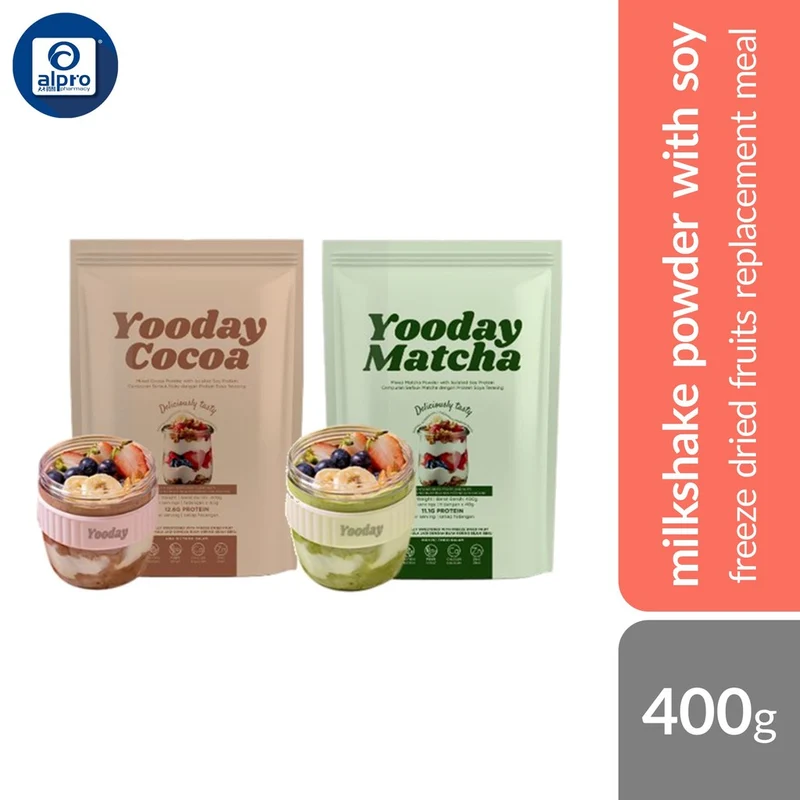 Yooday Freeze Dried Fruits Protein Meal Replacement (Cocoa/ Matcha) 400g | Freeze Dried Fruits Replacement Meal