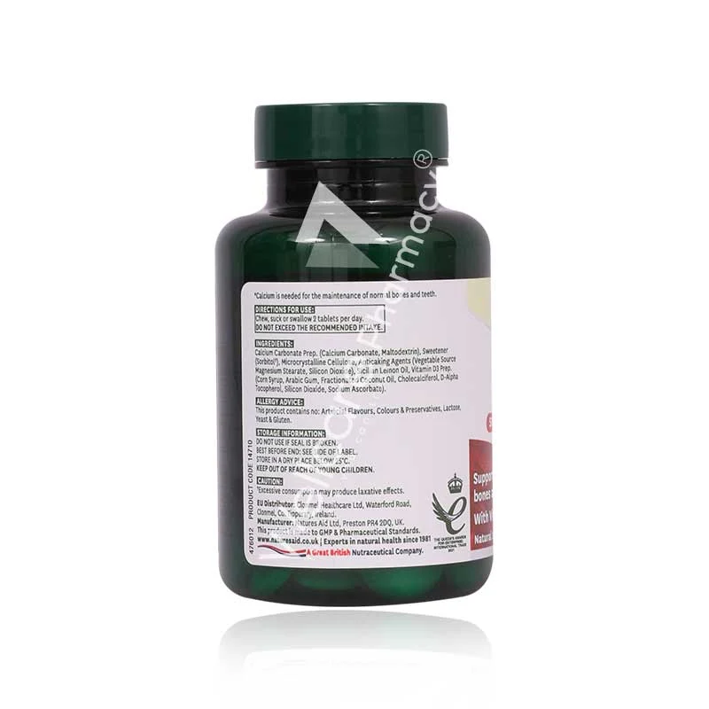 Natures Aid Calcium 400mg Chewable Tablets 60'S