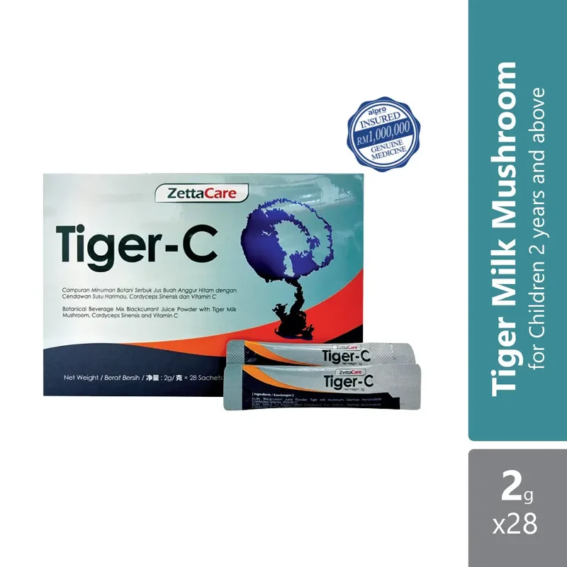 Zettacare Tiger-C Tiger Milk Mushroom 2g x 28s | Improve Respiratory Function