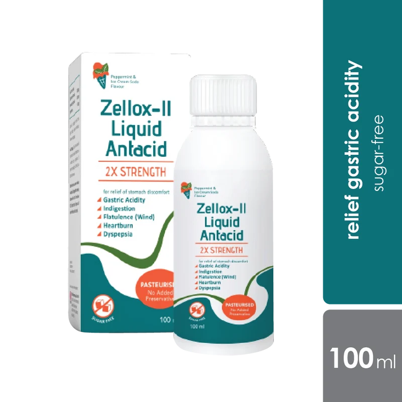 Zellox Ii Double Strength Liquid Antacid 100ml | Relief Of Gastric Acidity