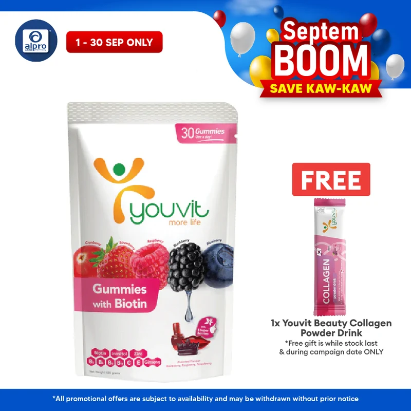 Youvit Beauty Biotin Gummies Mix Berry | 30s