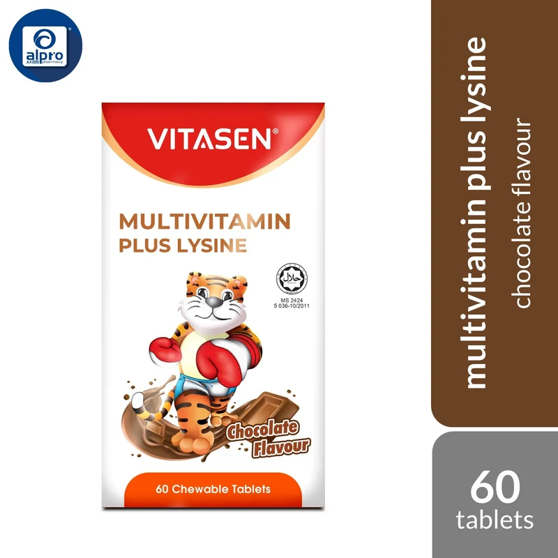 Vitasen Daily Multivitamin Plus Lysine (Chocolate / Orange) 60s | Improve Appetite