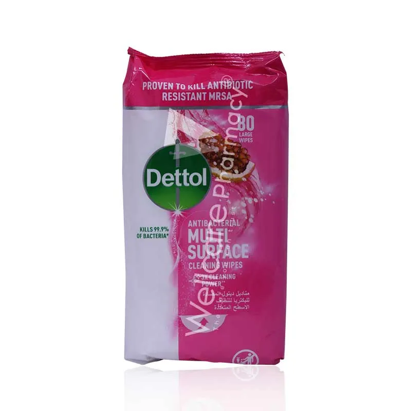 Dettol Anti Bacterial Multi Surface Wipes Pomegranate 80'S