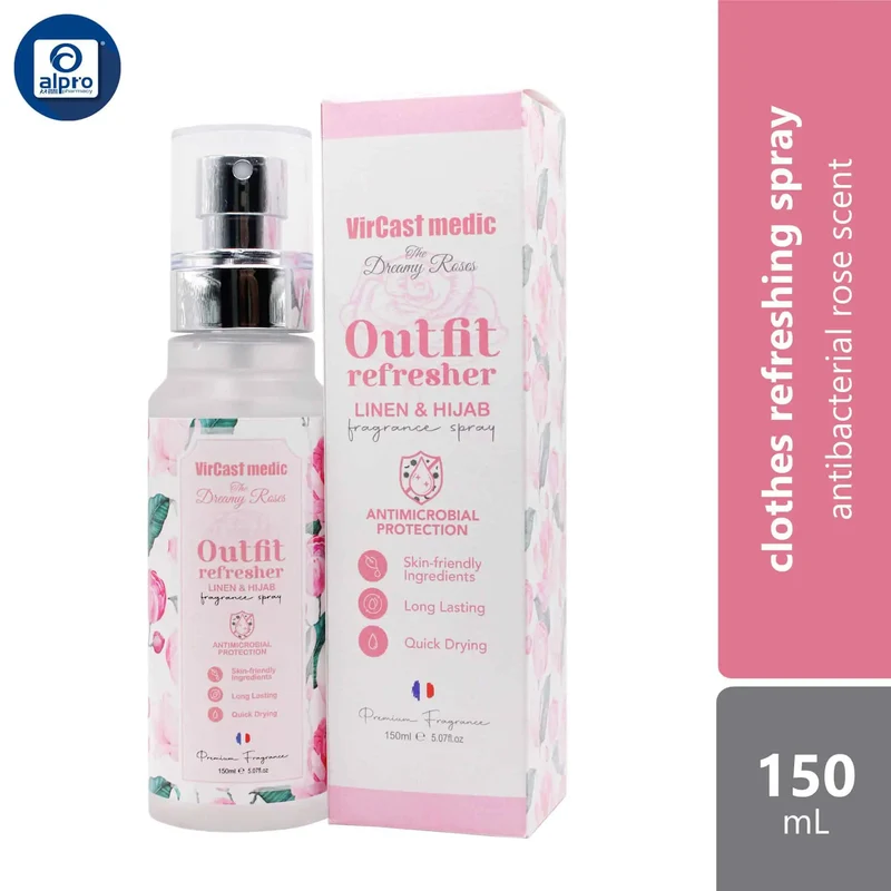 Vircast Medic Outfit Spray 150mL | Antibacterial Rose Scent