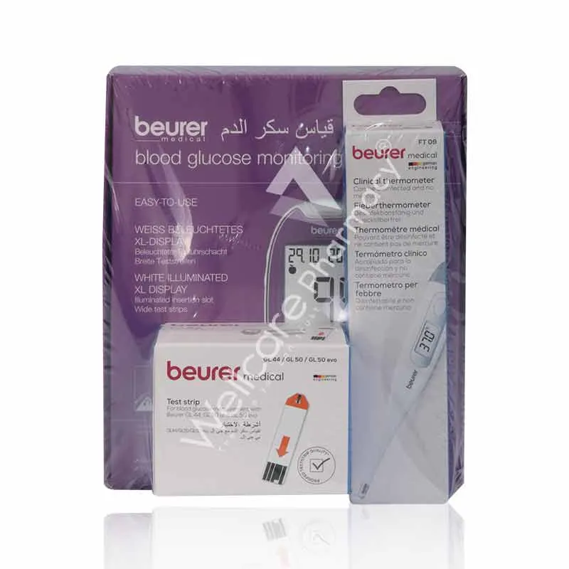 Beurer Gl44 Sugar Monitor+gl50 Strip50'S+ft09 Digital Thermometer