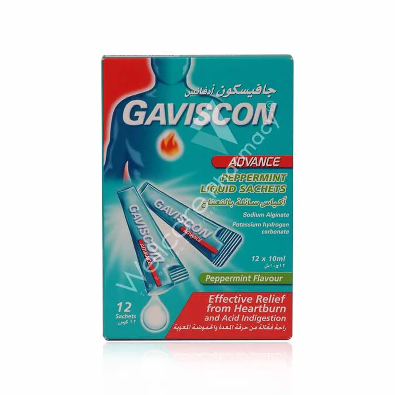 Gaviscon Advance Peppermint Liquid Sachets 12'S