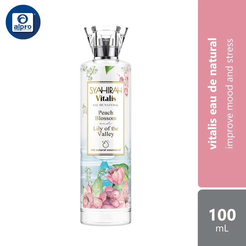 Syahirah Vitalis Eau De Natural Peach Blossom & Lily Natural Perfume 100mL | Improve Mood and Stress