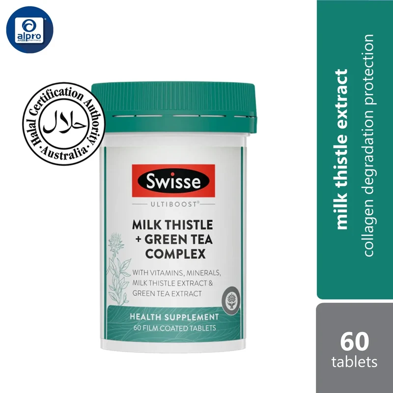 Swisse Ultiboost Milk Thistle + Green Tea Complex 60s | Collagen Degradation Protection