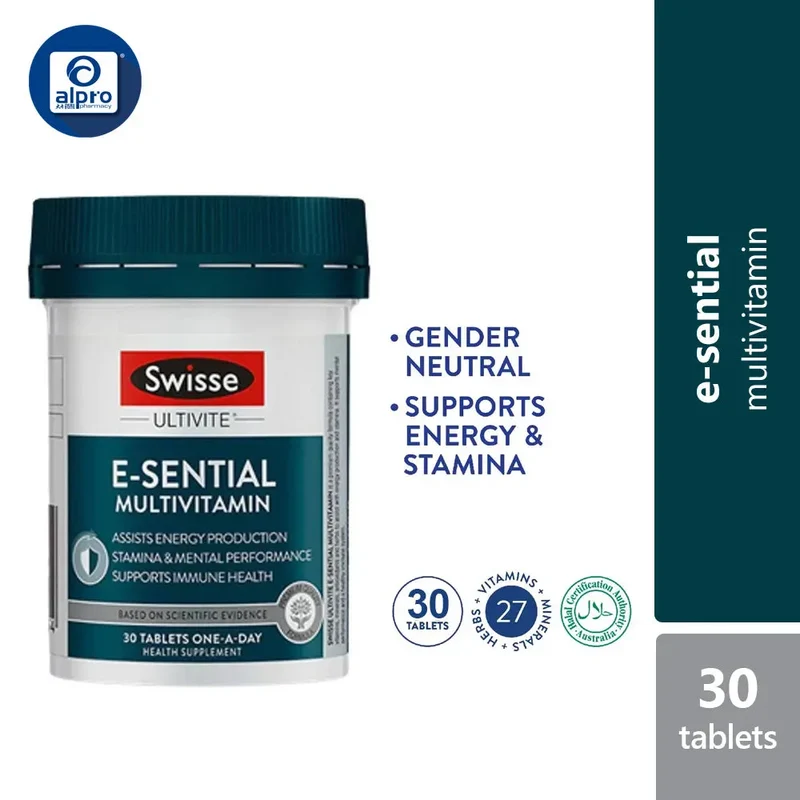 Swisse Ultivite E-sential Multivitamin Plus 30 Tabs | Supports Mental Performance And A Healthy Immune System