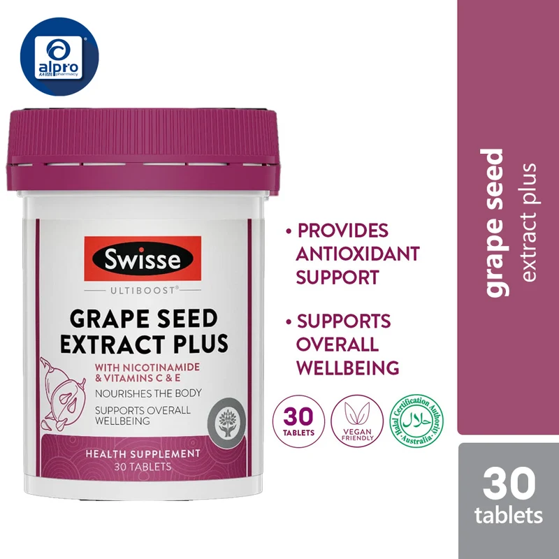 Swisse Ultiboost Grape Seed Plus 30s | Support Collagen Formation, Skin Health And Antioxidant Activity