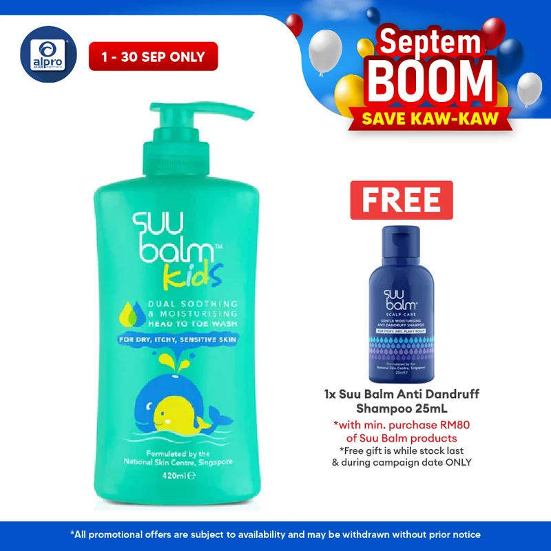 Suu Balm Kids Soothing & Moisturising Head To Toe Wash 420ml