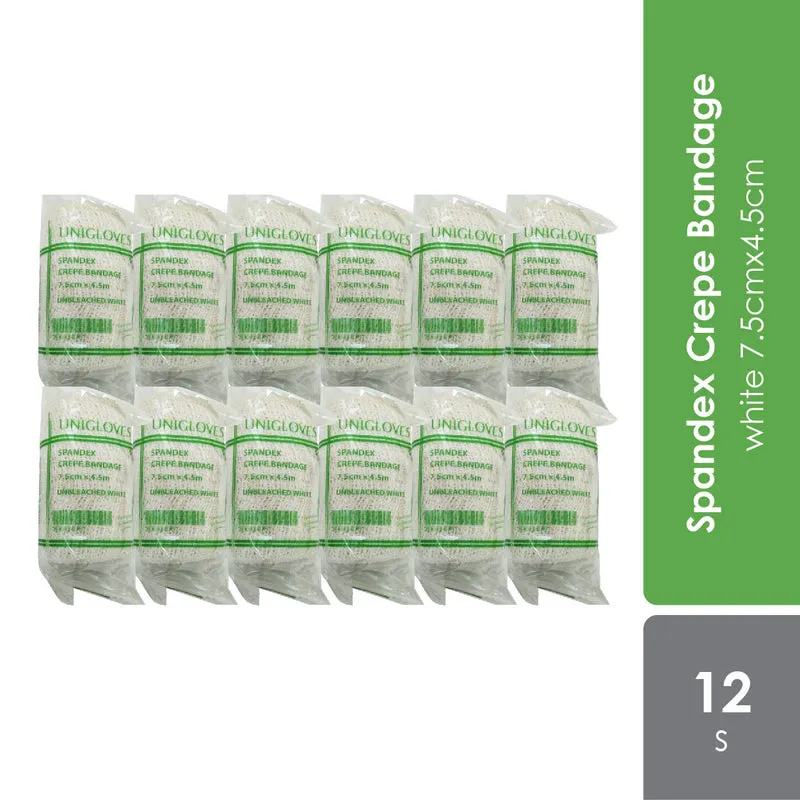 Unigloves Spandex Crepe Bandage White 7.5cm x 4.5cm 12s