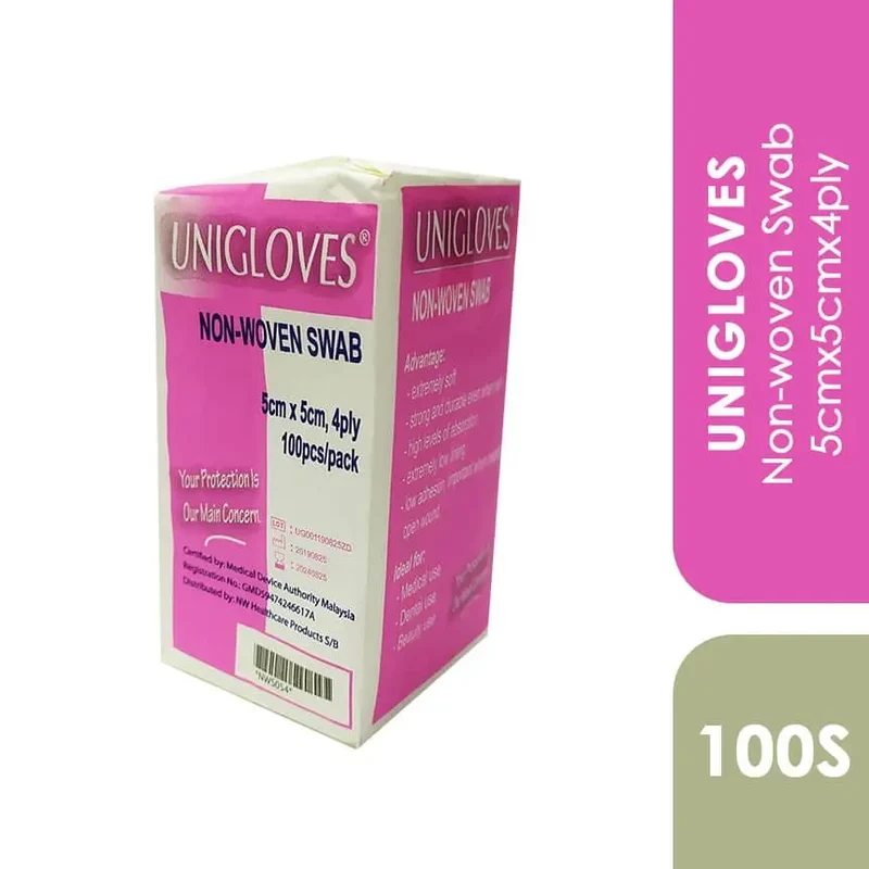 Unigloves Non-woven Swab 5cmx5cmx4ply 100s