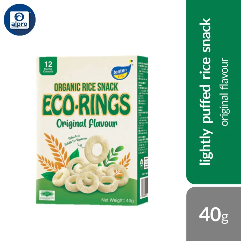 Tenten Organic Rice Snack Eco-Rings (Original/ Chocolate) 40g | Natural Flavours & No Artificial Sweetener