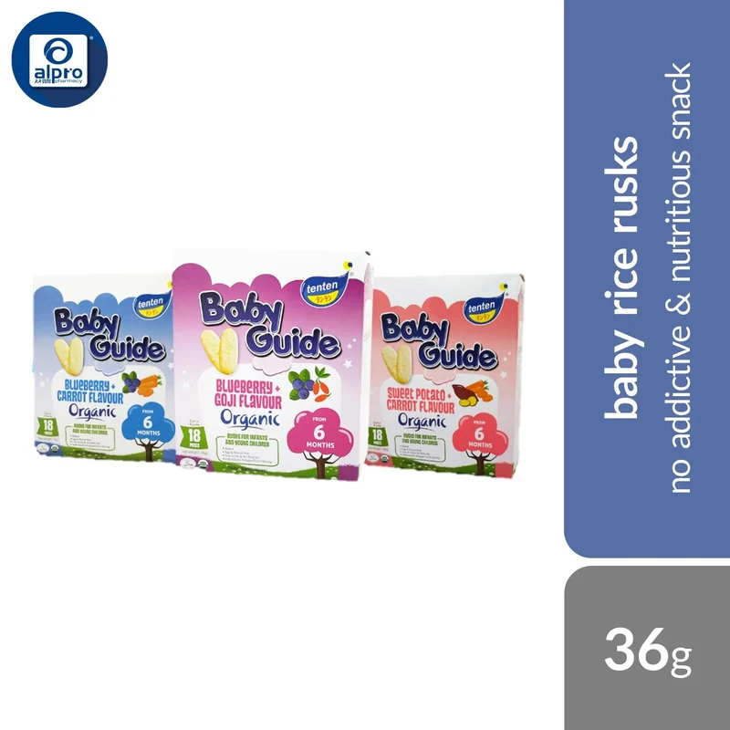 Tenten Baby Guide Organic (Blueberry & Carrot/ Blueberry & Goji/ Sweet Potato & Carrot) 6months+ 36g | Nutritious Snack