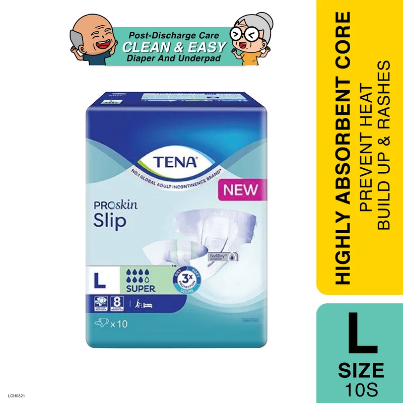 Tena Slip Super L 10's | High Leakage Security