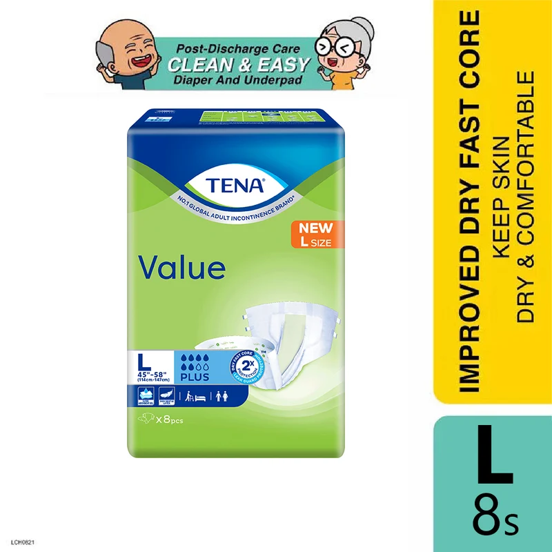 Tena Value Plus L Size 8s | Adult Diapers