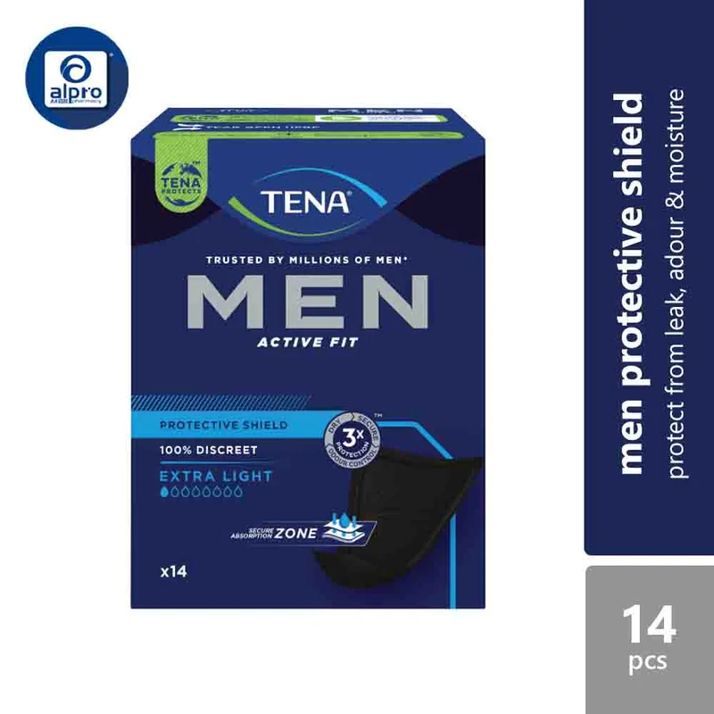 TENA Men Active Fit Protective Shield 14 Pack | protection for smaller male bladder leaks