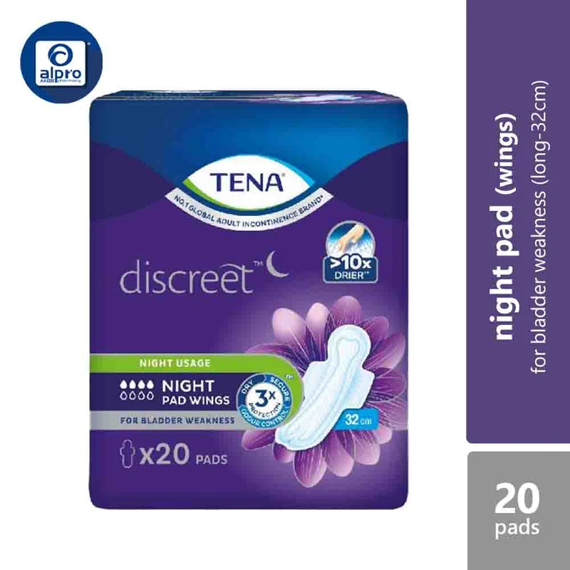 Tena Discreet Night Pad Wings 32cm | 10pads / 20pads