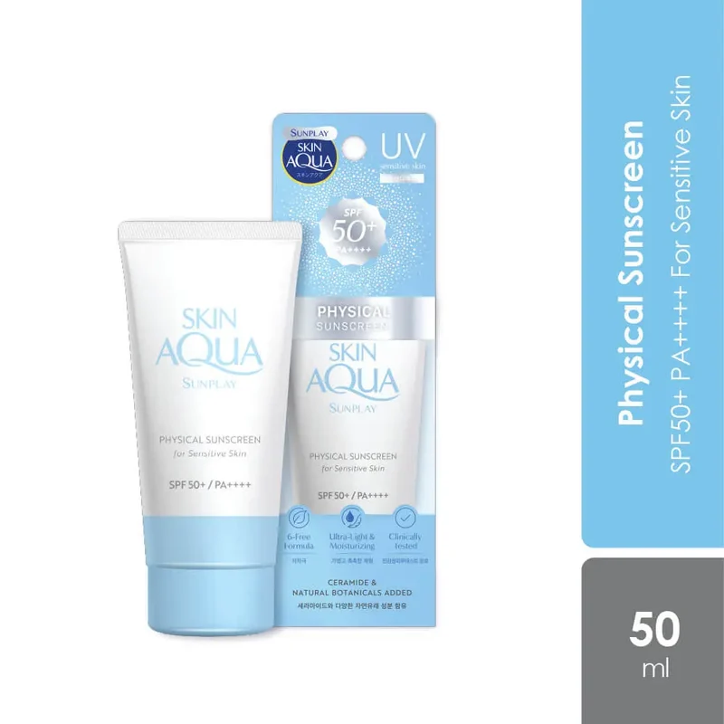 Sunplay Skin Aqua UV Physical Sunscreen SPF50+ 50ml | For Sensitive Skin