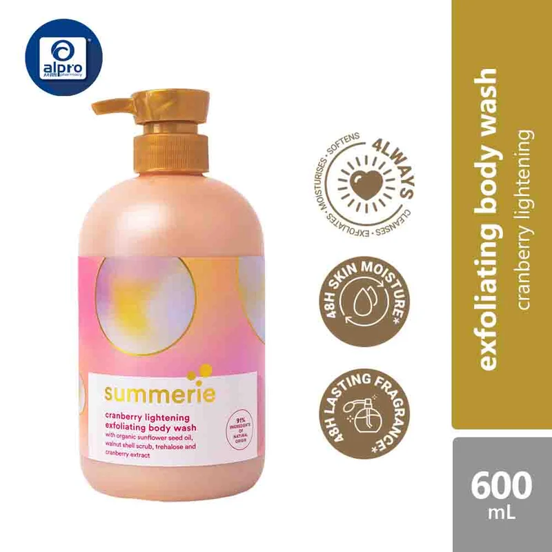 SUMMERIE Exfoliating Body Wash 600ml [Cranberry Lightening/Honey Anti-Aging]
