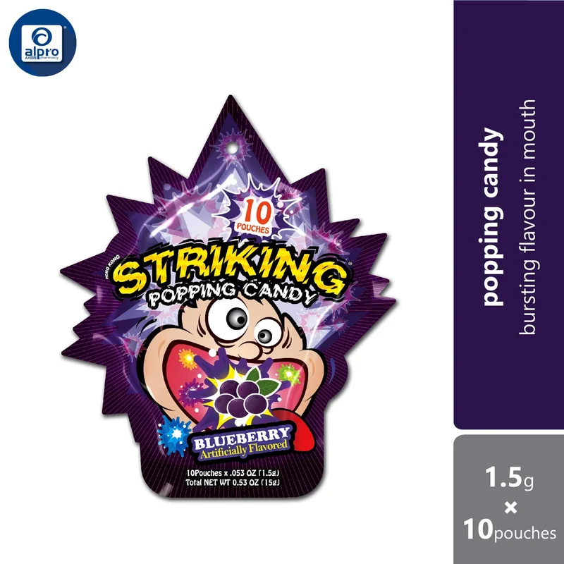 Striking Popping Candy Blueberry 1.5g ×10s | Bursting Blueberry Flavour in Mouth